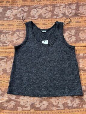Zara Charcoal Knit Tank Top - Women L